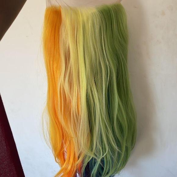 ✨24” 🌈 LEMON LIME-RAINBOW COLORFUL STRAIGHT LACE FRONT WIG *NEW - Picture 5 of 11